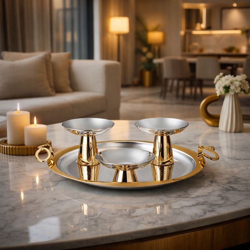 Set of 3 Servers with Wavy Designer Tray Dual Tone (MZ23017 +MZ-7008+MZ-7009)