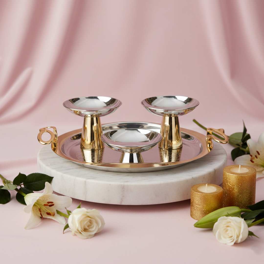 Set of 3 Servers with Wavy Designer Tray Dual Tone (MZ23017 +MZ-7008+MZ-7009)