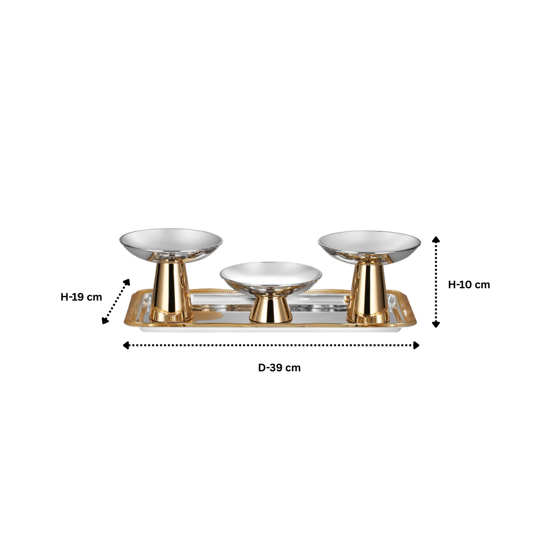 Set of 3 Servers with Round Tray Dual Tone (MZ-7008+MZ-7009+MZ-23015)