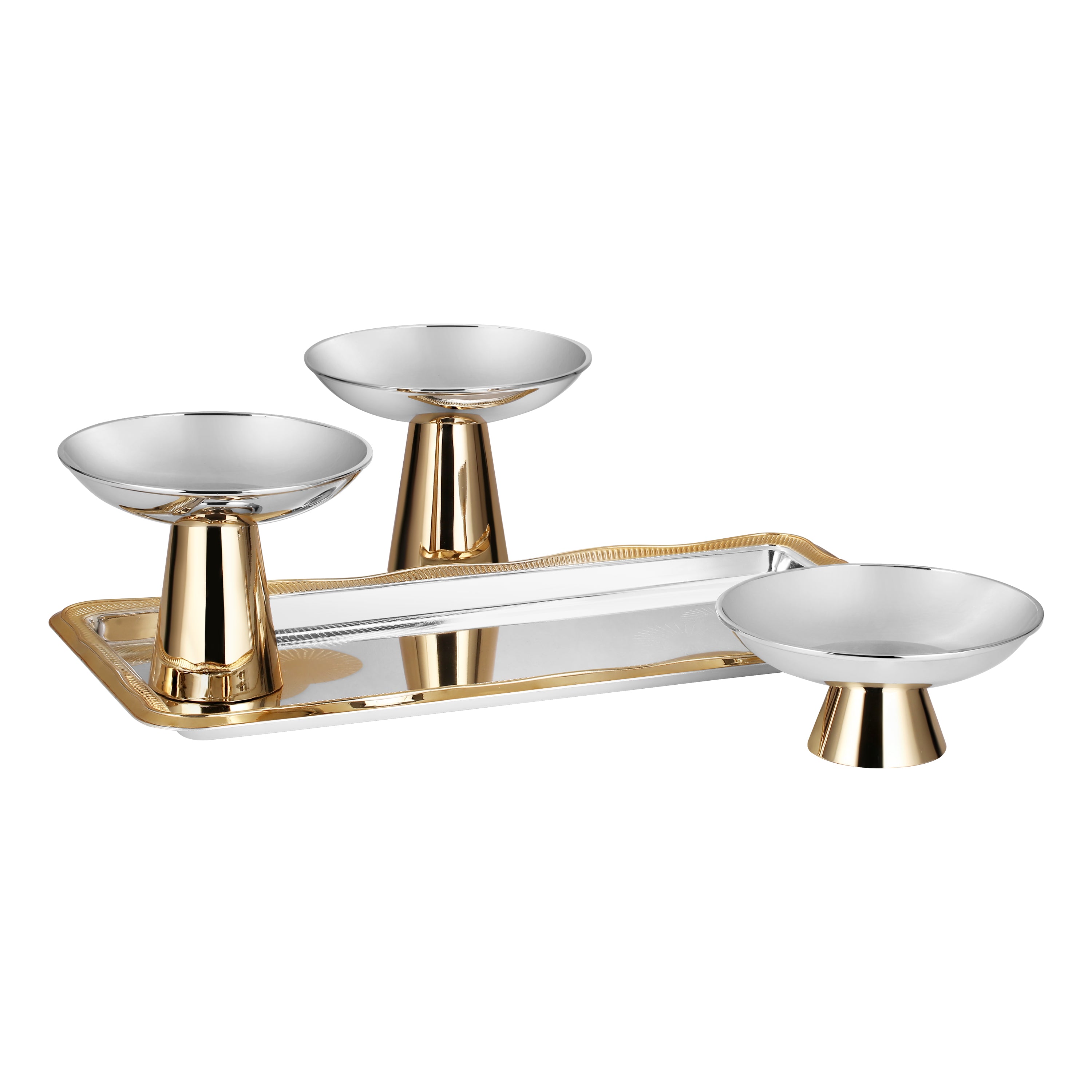 Set of 3 Servers with Round Tray Dual Tone (MZ-7008+MZ-7009+MZ-23015)