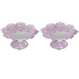 Set Of 2 Lotus Galvanic Plattter Lavender  (H-8cm D8.5cm)