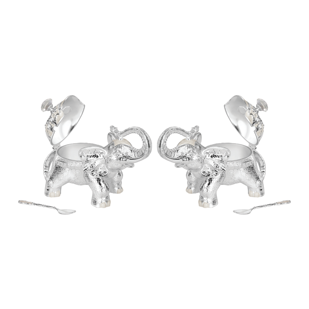 Set of 2 Elephant Sugarpot White