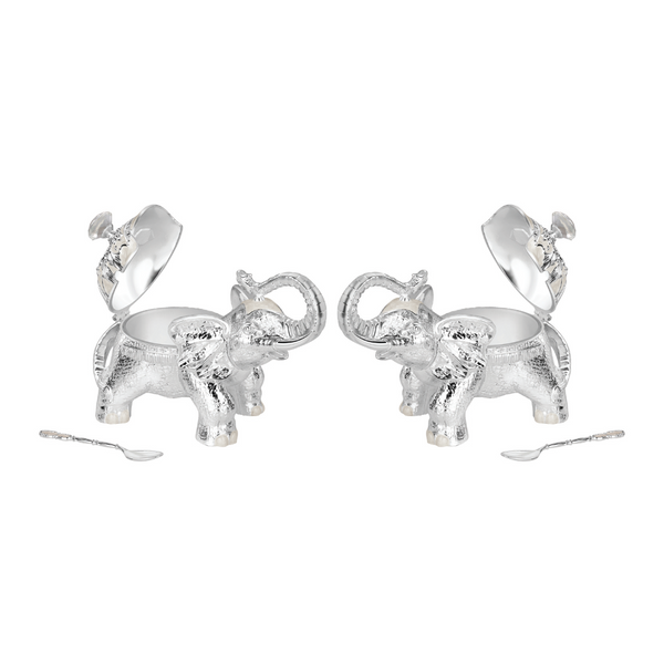 Set of 2 Elephant Sugarpot White