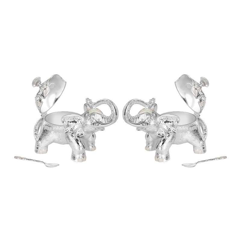 Set of 2 Elephant Sugarpot White