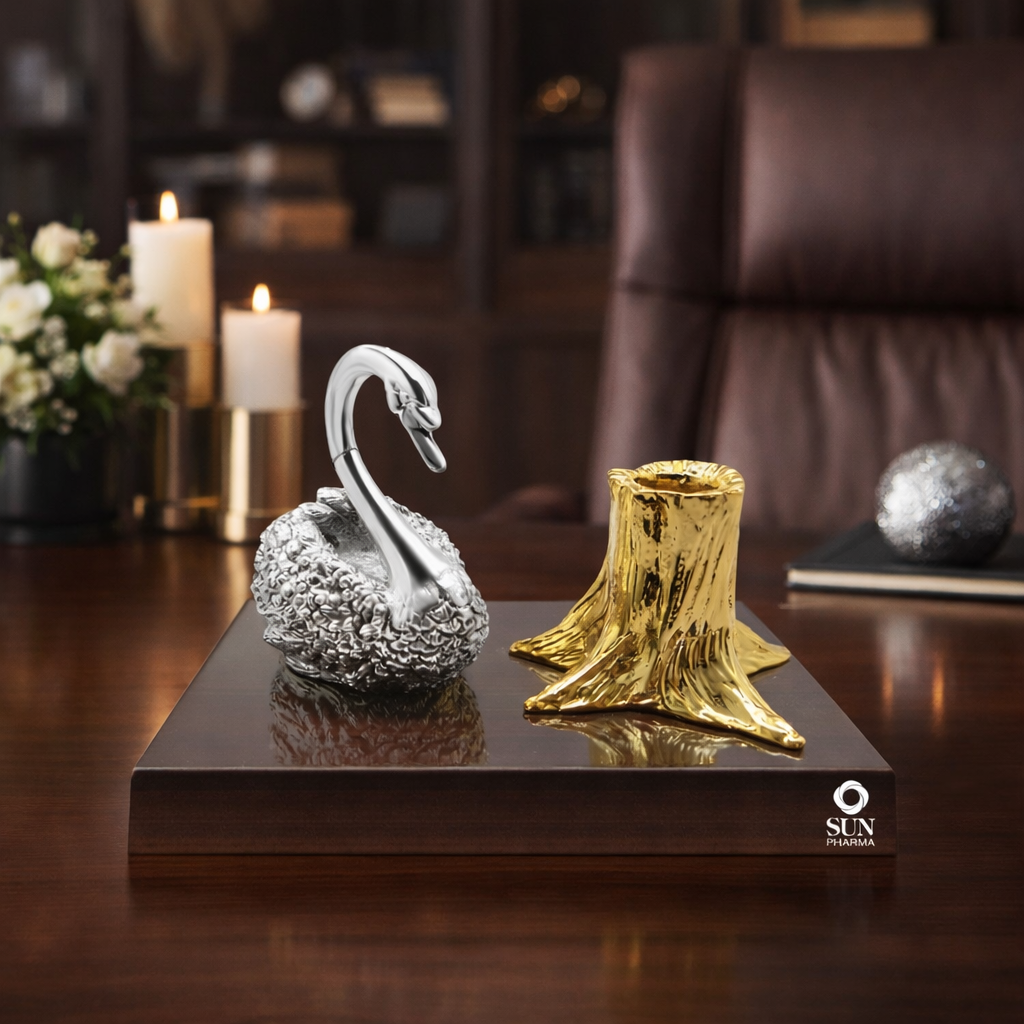 Swan With Pen Stand Wodden Base