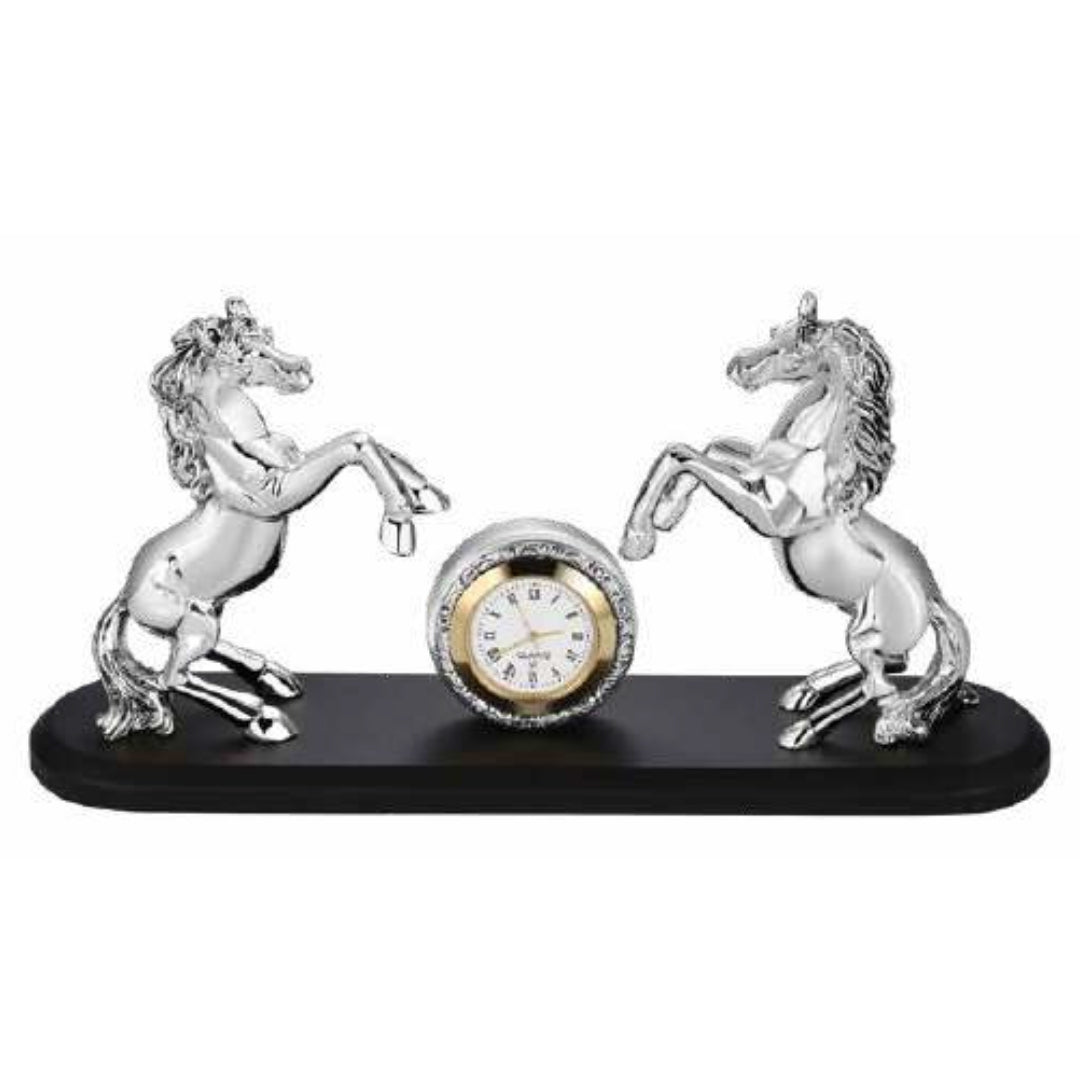 Set Of 2 Horse Woth Clock Black Base