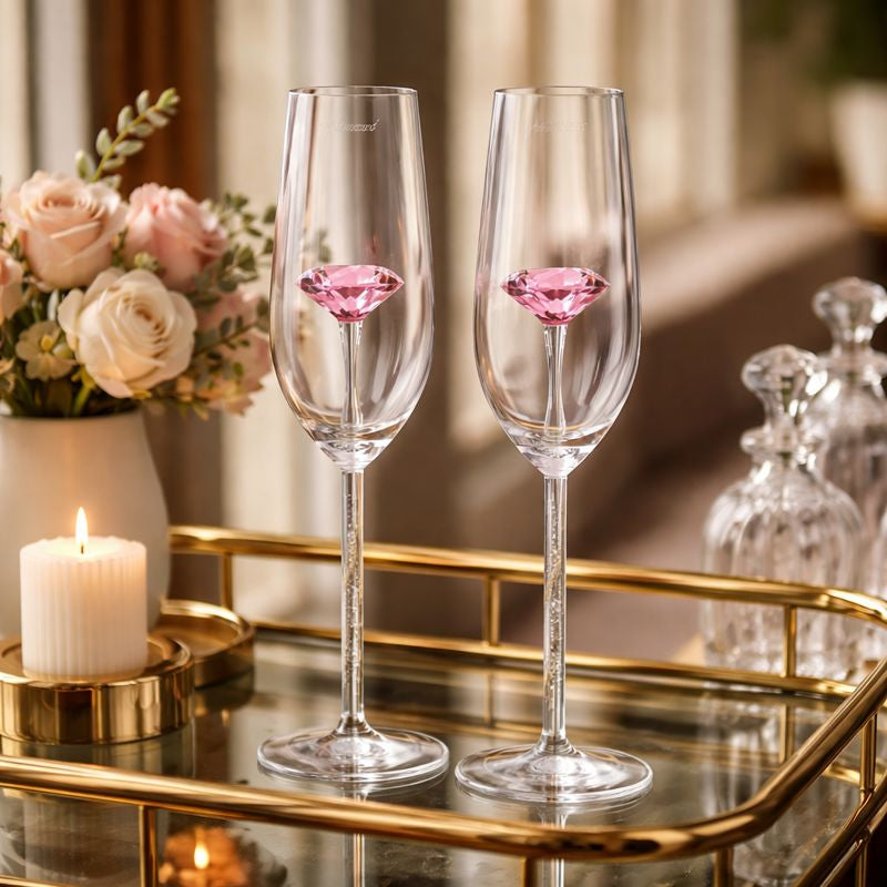 Champange Glass With Diamond Stem Set of 2