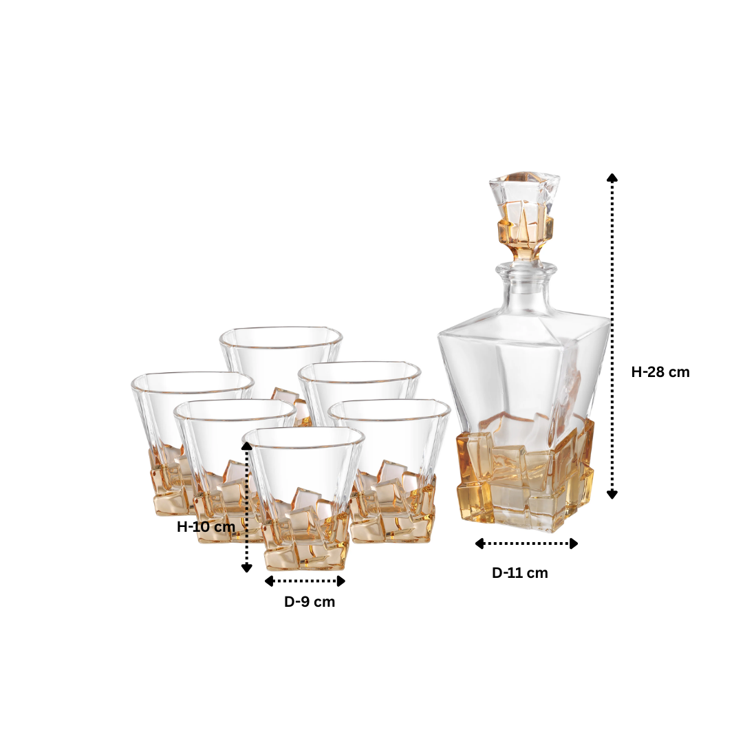 Dof Glass Amber (Set of 6 Glasses + Decanter)