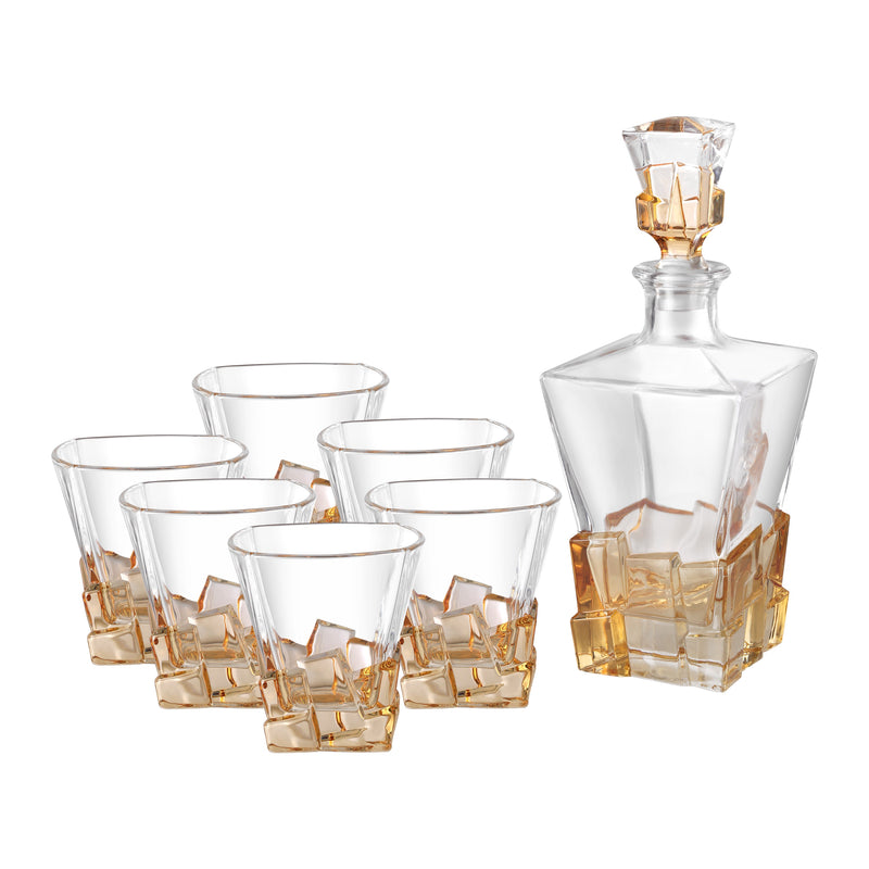 Dof Glass Amber (Set of 6 Glasses + Decanter)