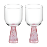 Wine Glass with Stem Pink (Set of 2)