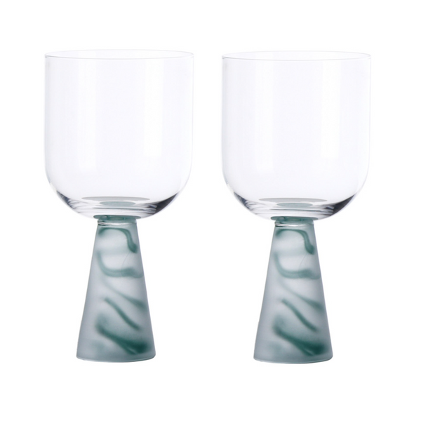 Wine Glass with Stem Green (Set of 2)