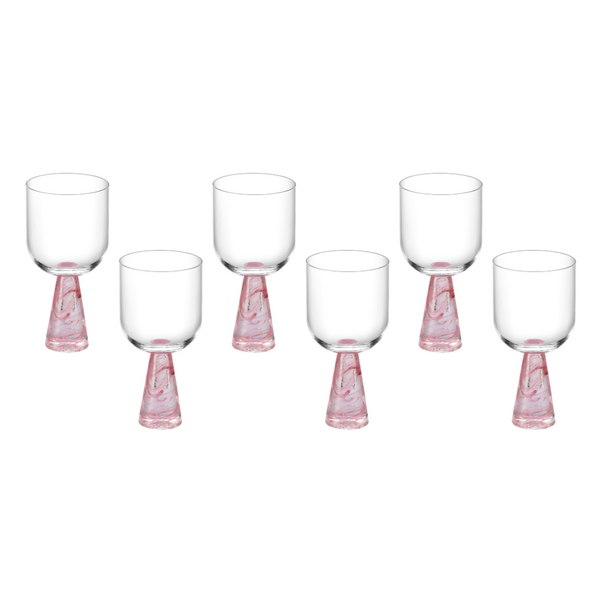 Wine Glass with Stem Pink (Set of 6)