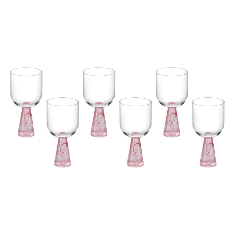 Wine Glass with Stem Pink (Set of 6)