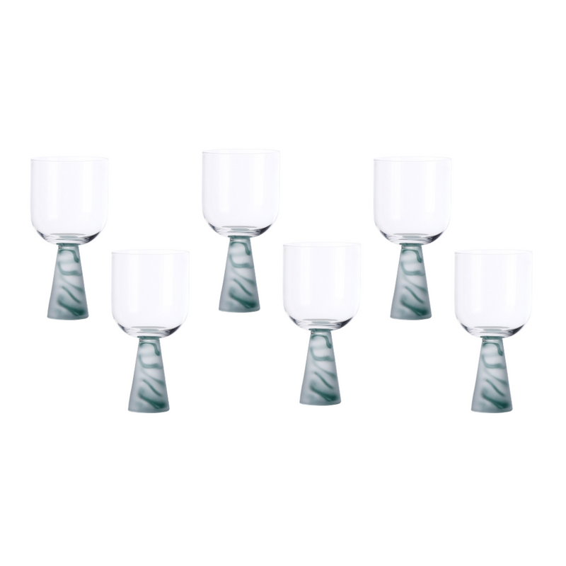 Wine Glass with Stem Green (Set of 6)