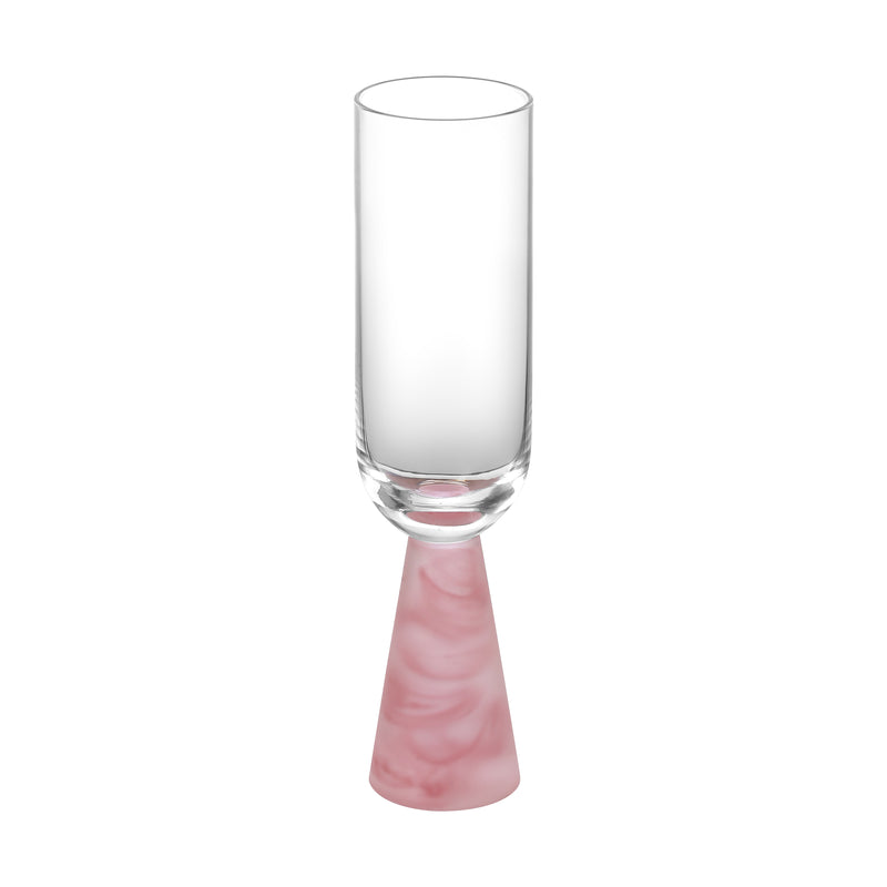 Champagne Glass with Stem Pink (Set of 2)