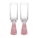 Champagne Glass with Stem Pink (Set of 2)