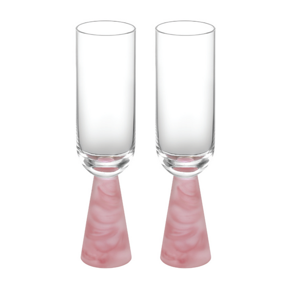 Champagne Glass with Stem Pink (Set of 2)