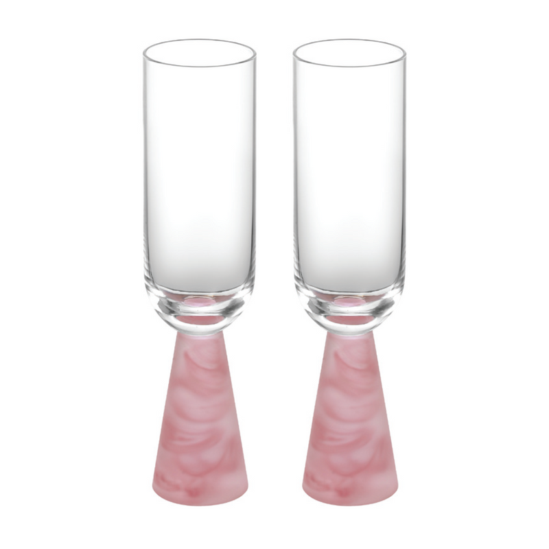 Champagne Glass with Stem Pink (Set of 2)