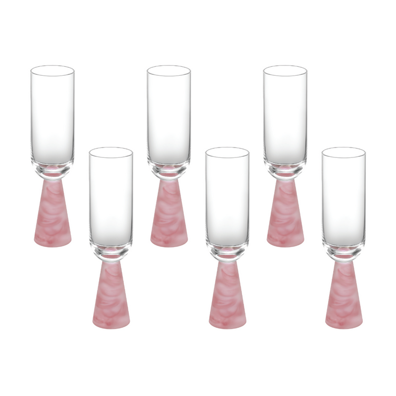 Champagne Glass with Stem Pink (Set of 6)