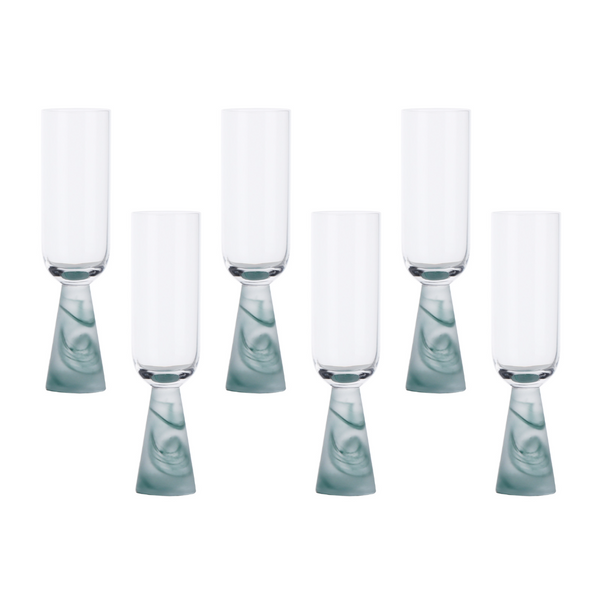 Champagne Glass with Stem Green(Set of 6)