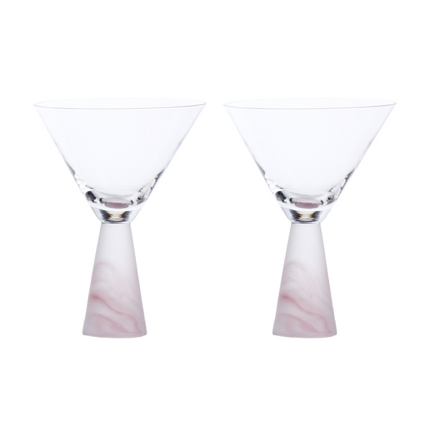 Martini Glass with Stem Pink (Set of 2)