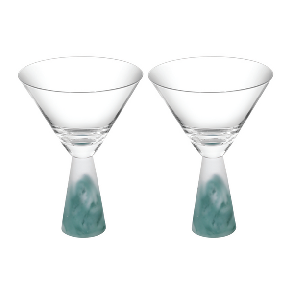 Martini Glass with Stem Green (Set of 2)