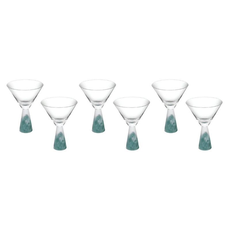 Martini Glass with Stem Green (Set of 6)