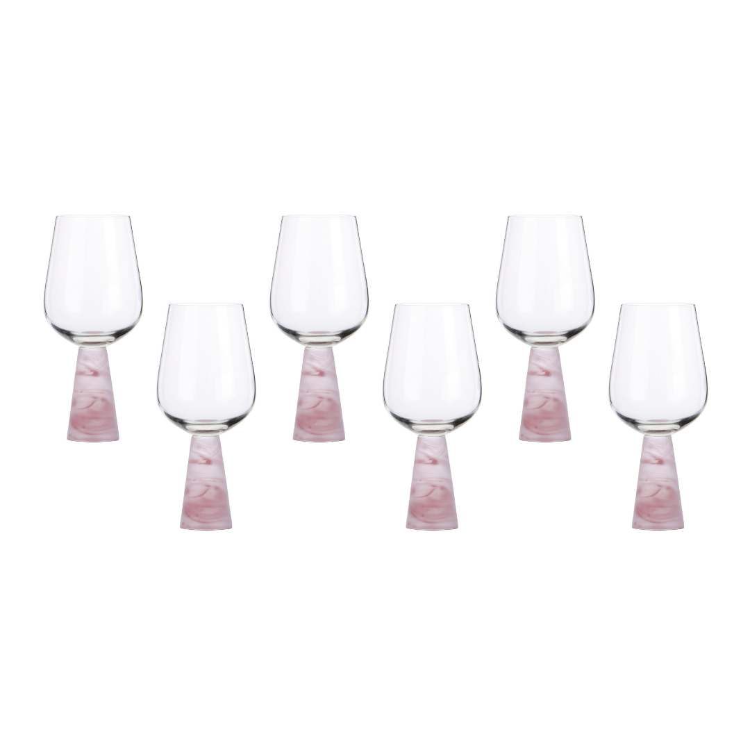 Wine Glass with Stem Pink (Set of 6)