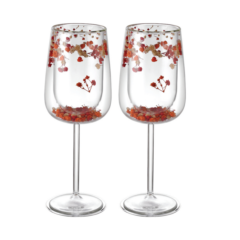 Flower Wine Glass Orange  (Set of 2)