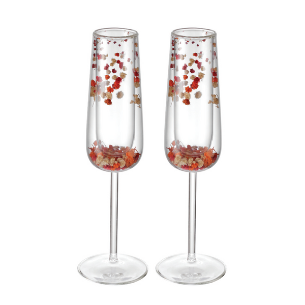 Flower Champagne Glass Orange (Set of 2)