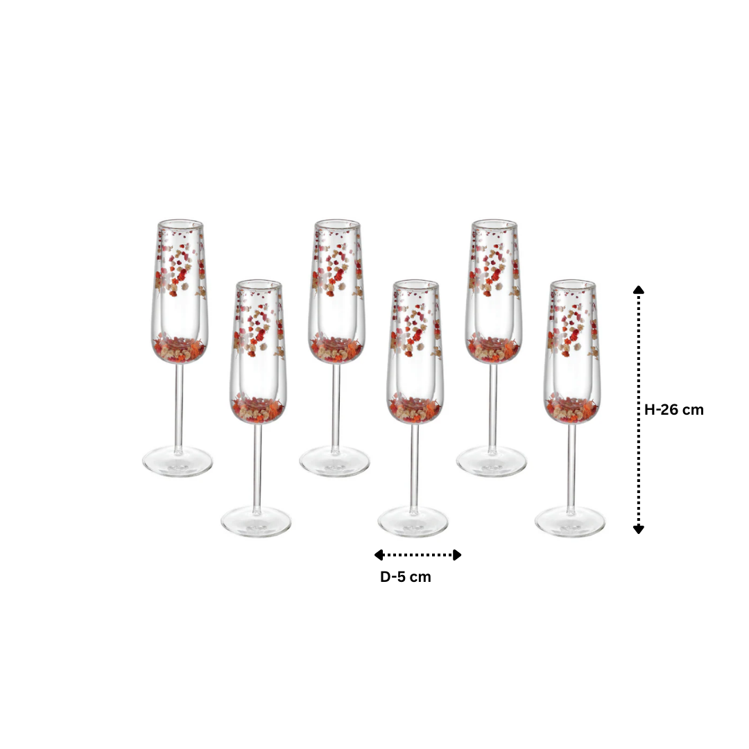 Flower Champagne Glass Orange (Set of 6)