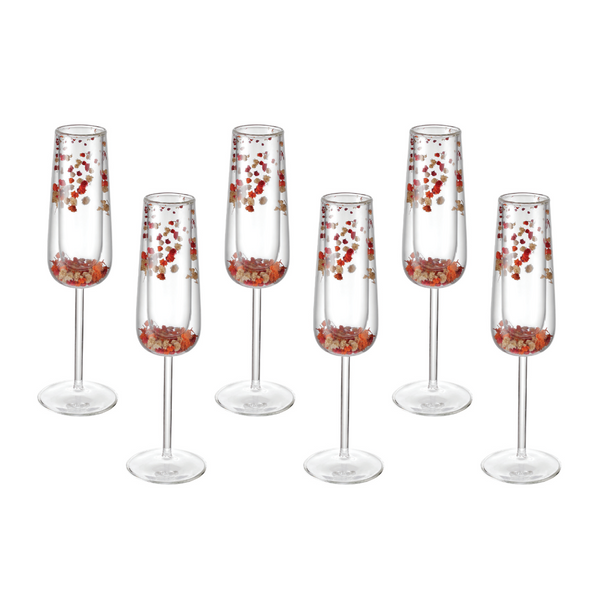 Flower Champagne Glass Orange (Set of 6)