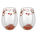 Flower Stemless Glass Orange (Set of 2)