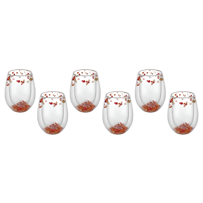 Flower Stemless Glass Orange (Set of 6)