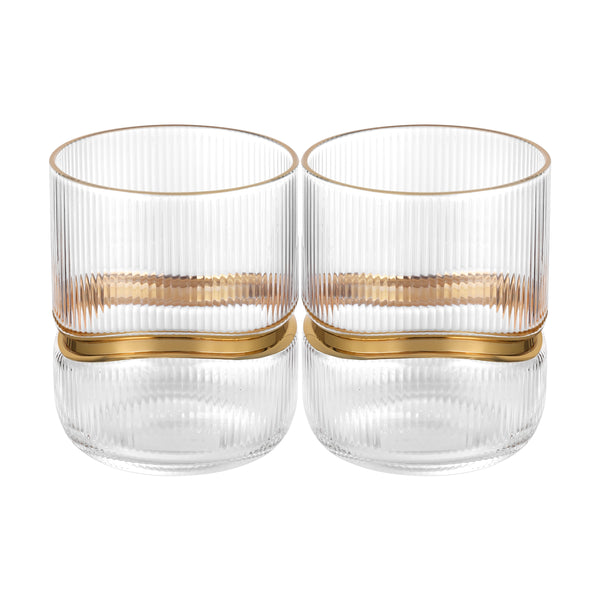 Dof Glass with Gold Ring (Set of 2)