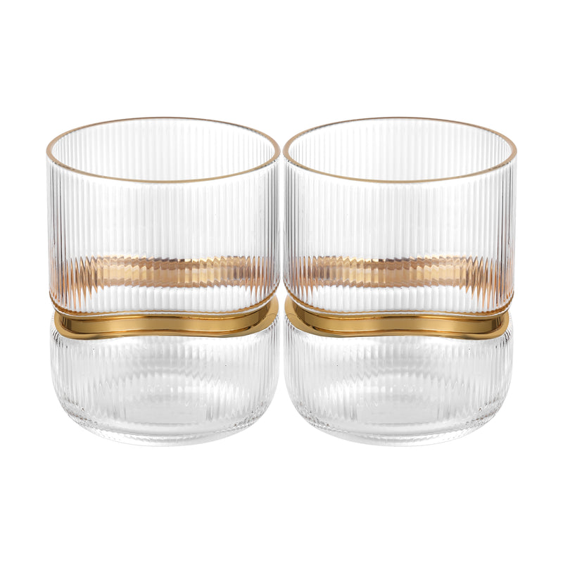 Dof Glass with Gold Ring (Set of 2)