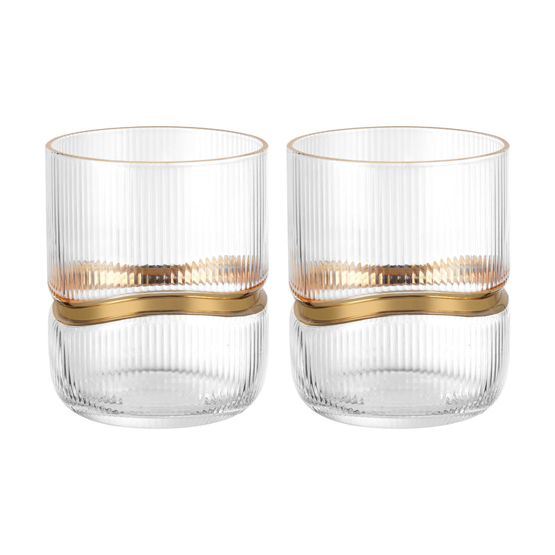 Dof Glass with Gold Ring (Set of 2)