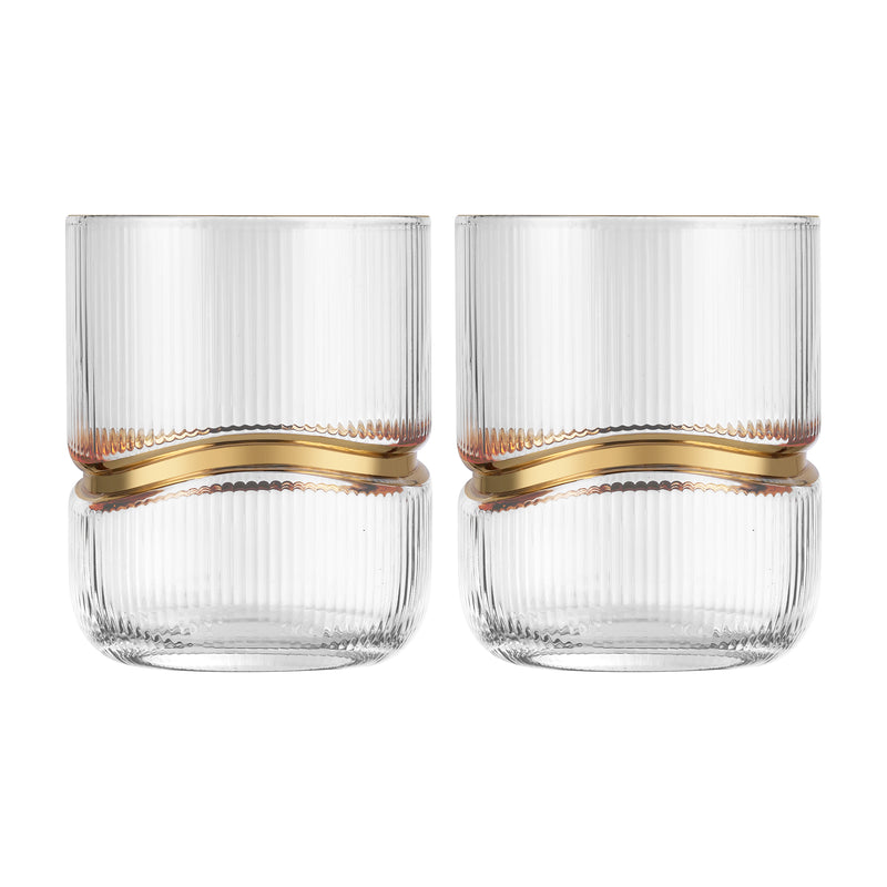 Dof Glass with Gold Ring (Set of 2)