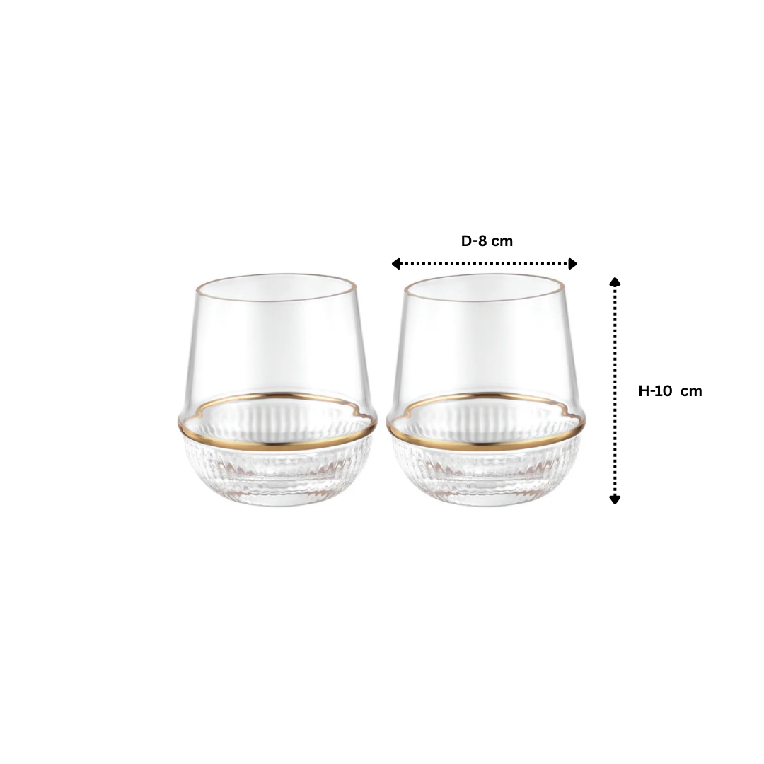 Round Glass with Gold Ring (Set of 2)