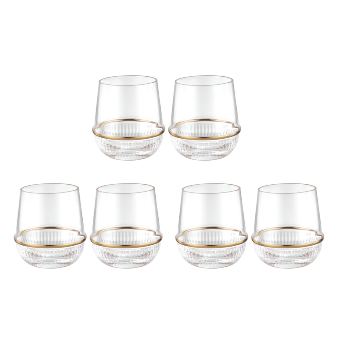 Round Glass with Gold Ring (Set of 6)