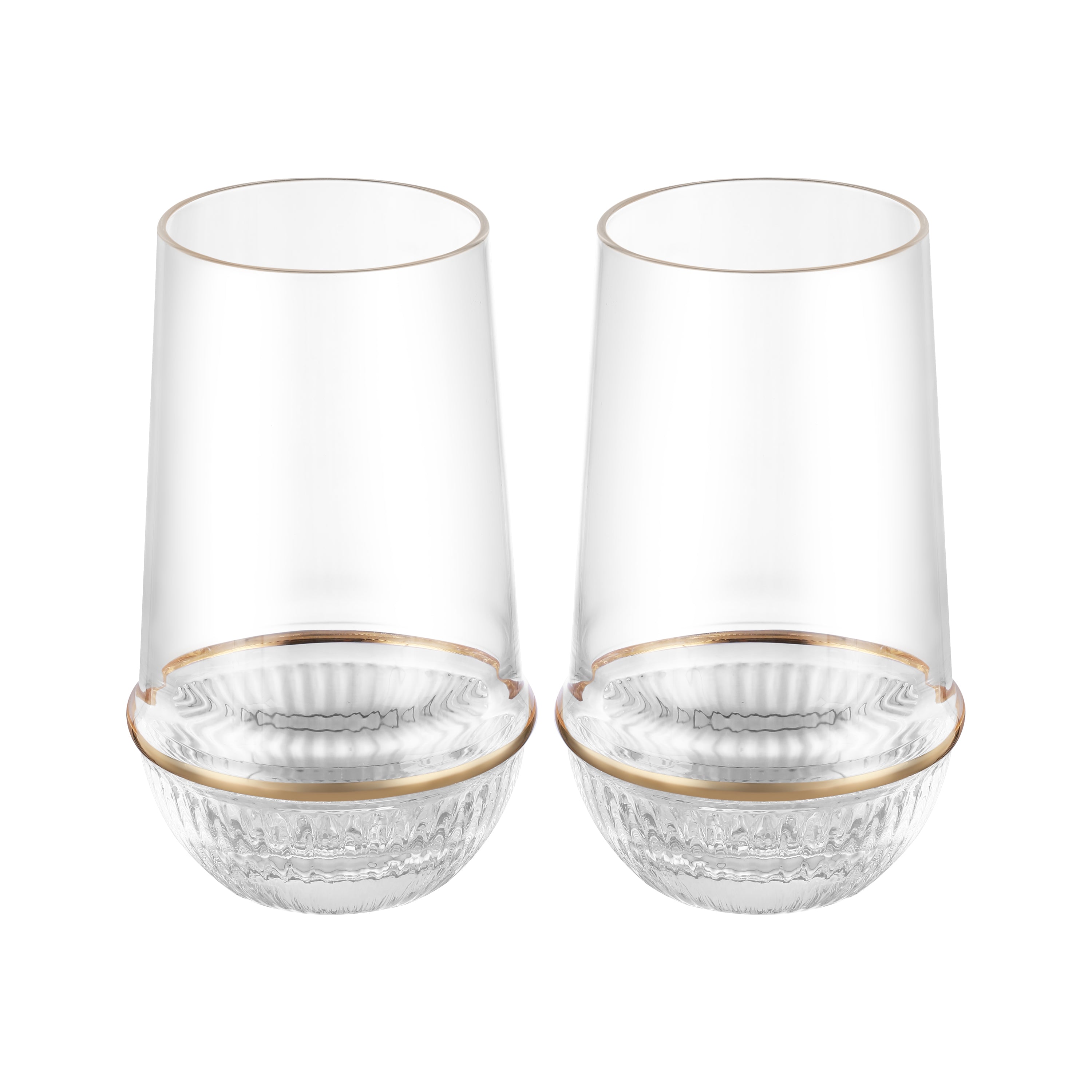 Round Glass Tumbler with Gold Ring (Set of 2)