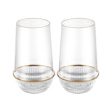 Round Glass Tumbler with Gold Ring (Set of 2)