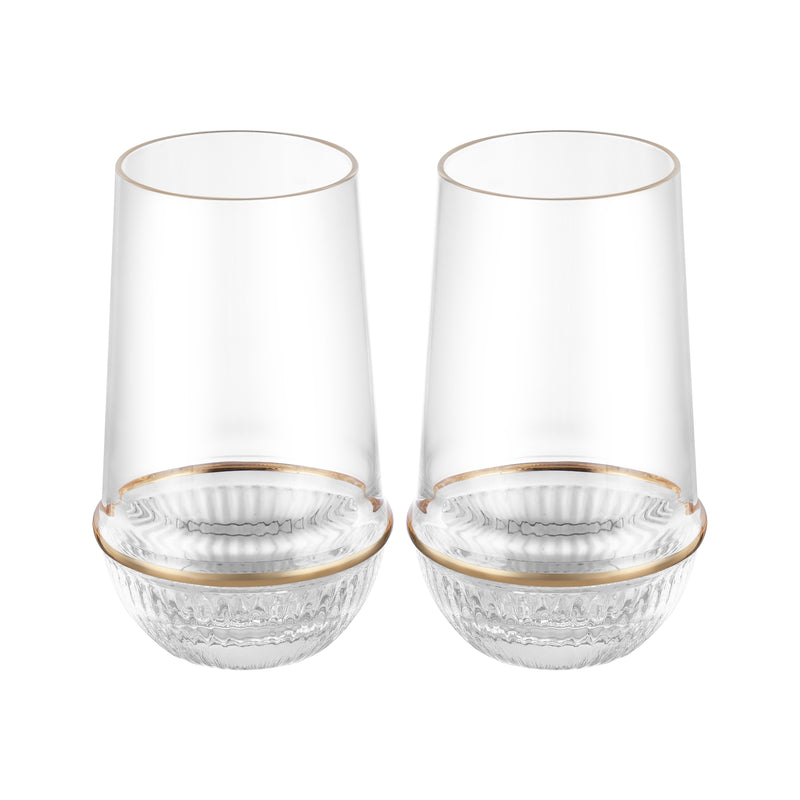 Round Glass Tumbler with Gold Ring (Set of 2)