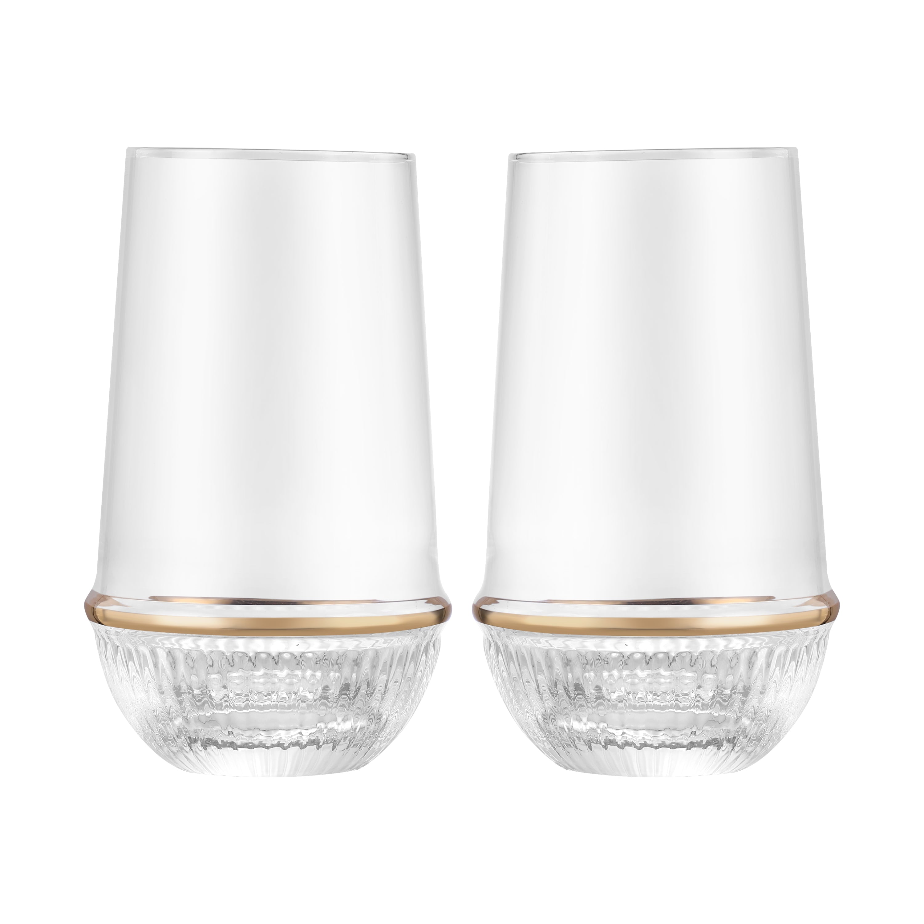 Round Glass Tumbler with Gold Ring (Set of 2)
