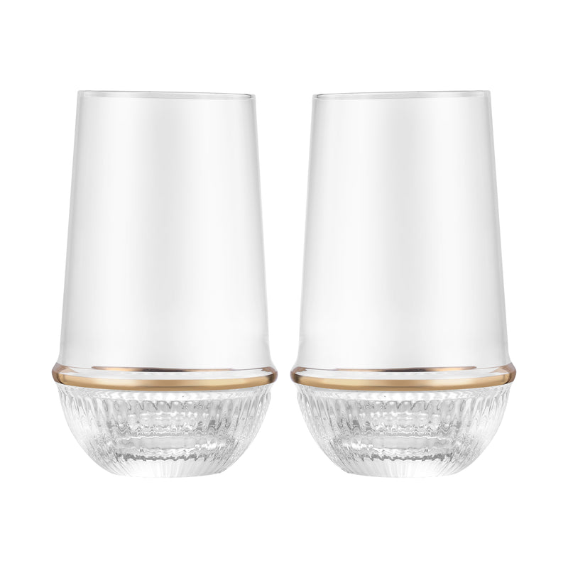 Round Glass Tumbler with Gold Ring (Set of 2)