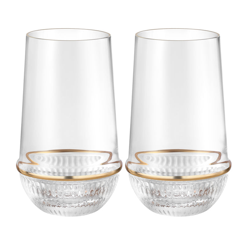 Round Glass Tumbler with Gold Ring  (Set of 6)