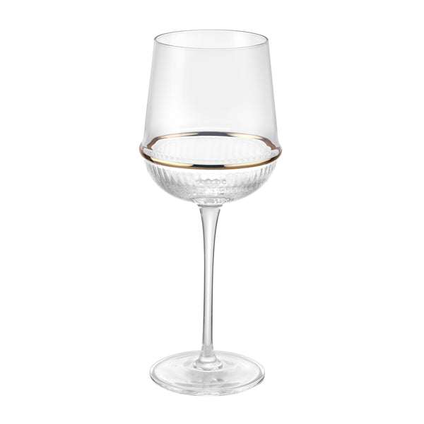 Round Wine Glass with Gold Ring (Set of 2)