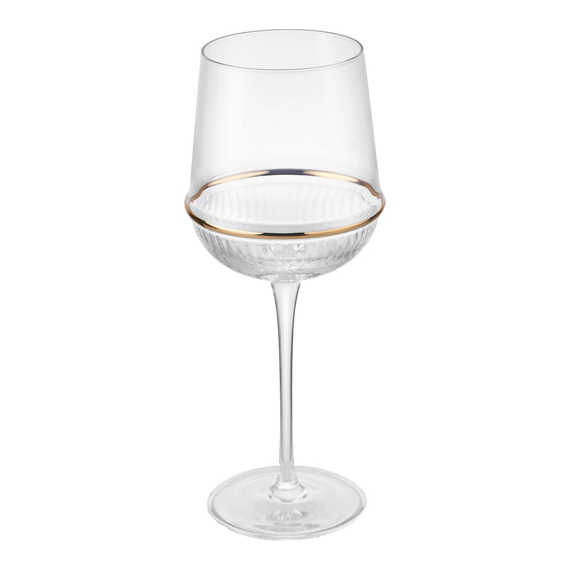 Round Wine Glass with Gold Ring (Set of 2)