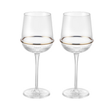 Round Wine Glass with Gold Ring (Set of 2)