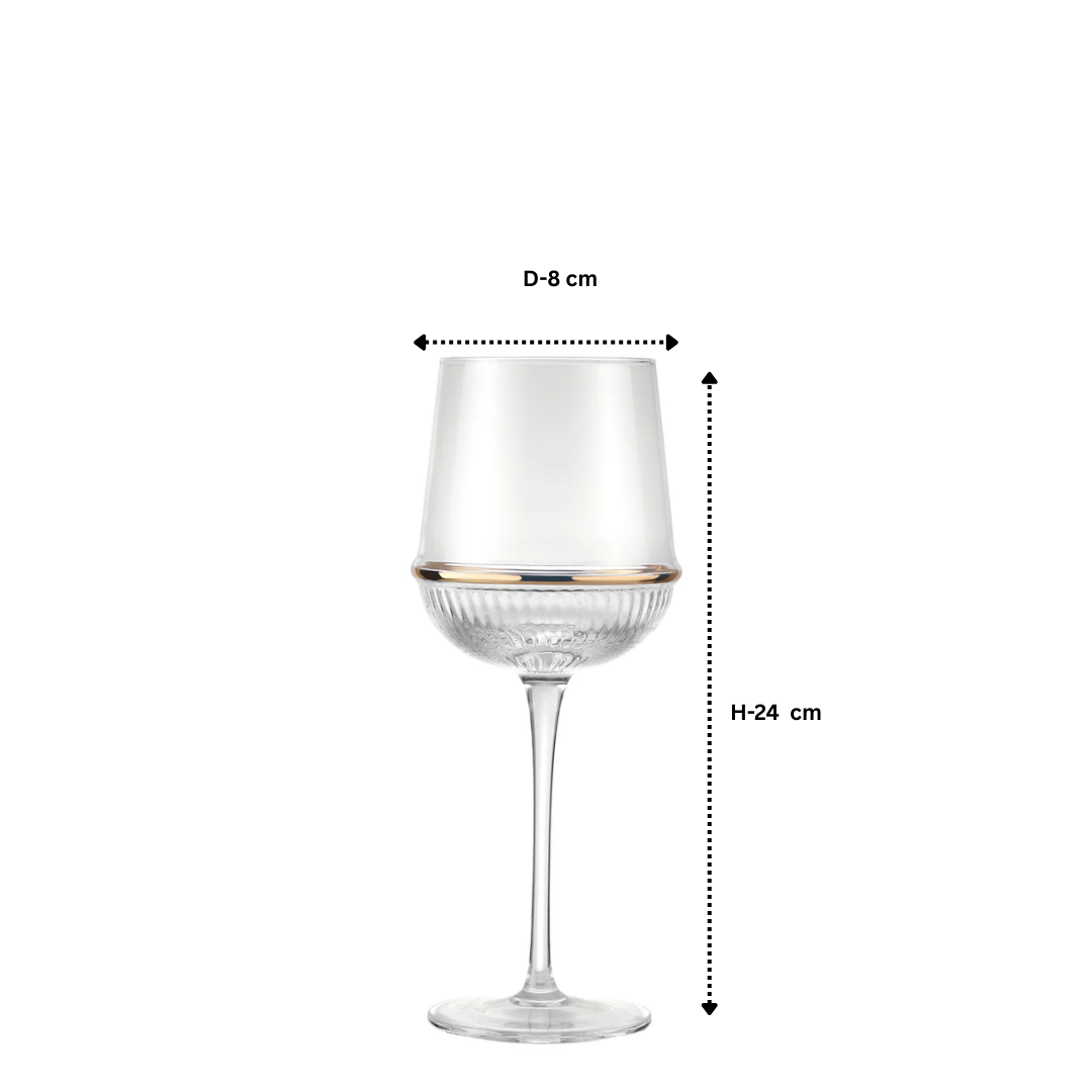 Round Wine Glass with Gold Ring Set of 6